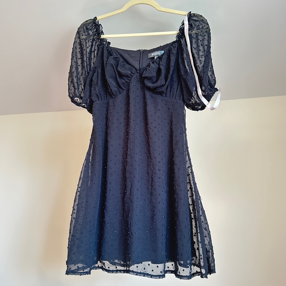 MISSGUIDED: Black Mini Dress with Polkadots
